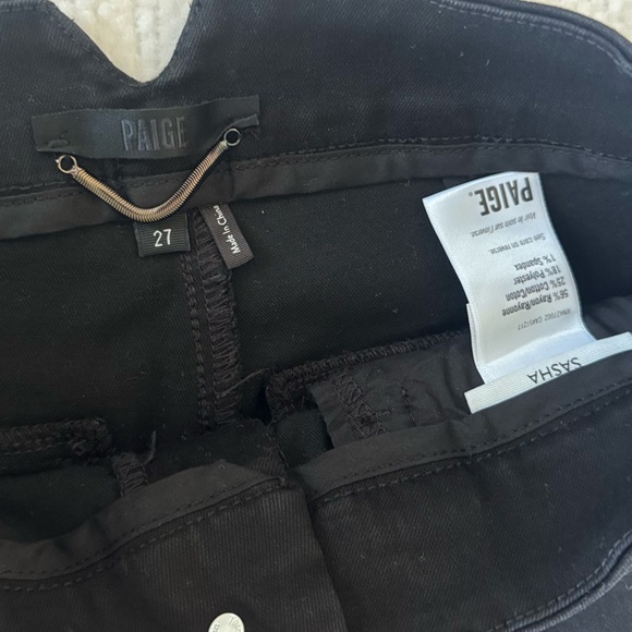 PAIGE Sasha Coated High Rise Black Flare & Wide Leg Jeans - Picture 11 of 16